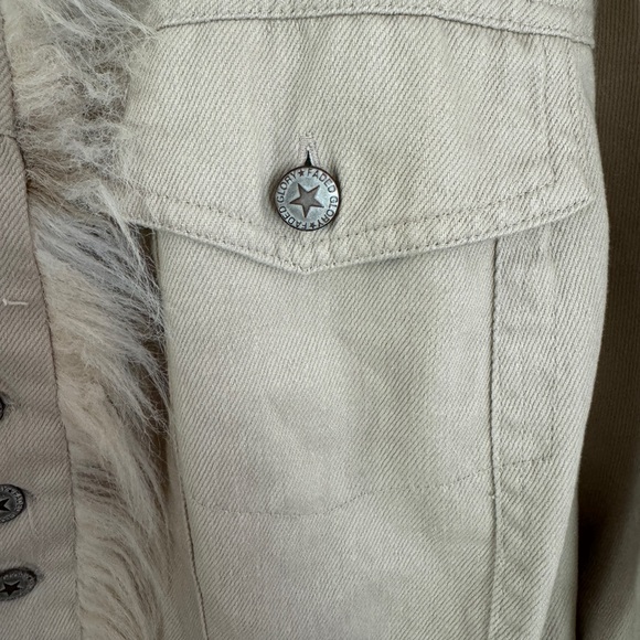 Y2K Faded Glory Tan Trucker Jacket Fur Trim Quilted Liner Size 1X - Picture 10 of 12